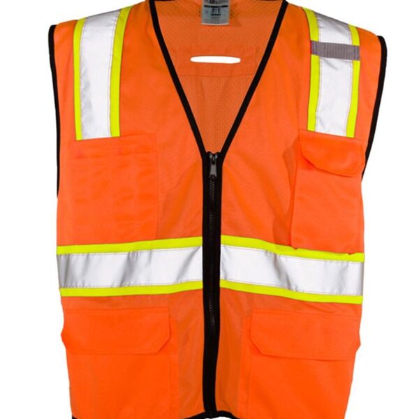 6 Pocket Contrast Class 2 Vest Thumbnail